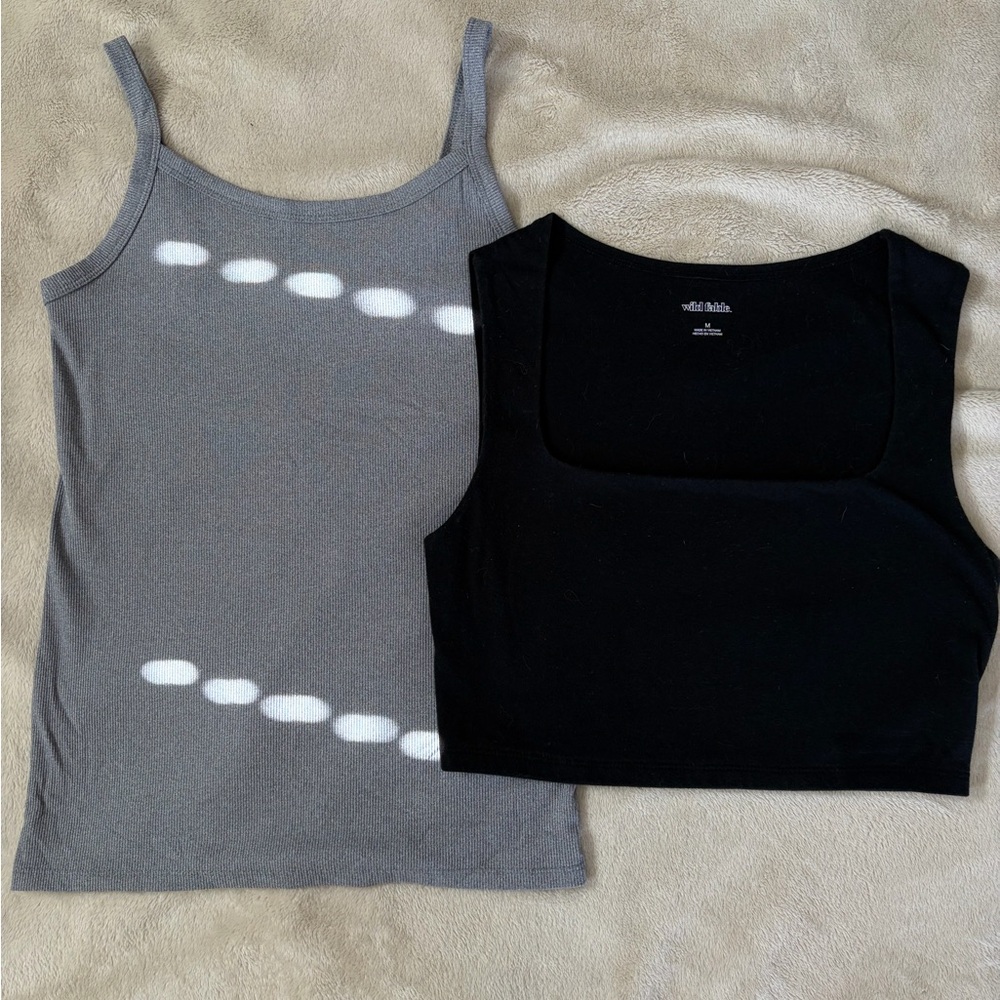 Black Square-Neck Crop Tank & Gray Slim Camisole Duo